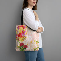 Japanese and Hawaiian Culture Fusion Tote Bag Irezumi with Turtles and Lei Kakau Pattern Sunset Vibe