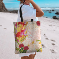 Japanese and Hawaiian Culture Fusion Tote Bag Irezumi with Turtles and Lei Kakau Pattern Sunset Vibe