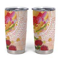 Japanese and Hawaiian Culture Fusion Tumbler Cup Irezumi with Turtles and Lei Kakau Pattern Sunset Vibe
