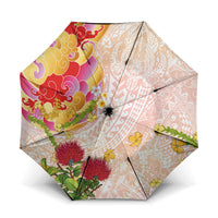 Japanese and Hawaiian Culture Fusion Umbrella Irezumi with Turtles and Lei Kakau Pattern Sunset Vibe