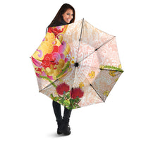 Japanese and Hawaiian Culture Fusion Umbrella Irezumi with Turtles and Lei Kakau Pattern Sunset Vibe