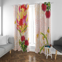 Japanese and Hawaiian Culture Fusion Window Curtain Irezumi with Turtles and Lei Kakau Pattern Sunset Vibe