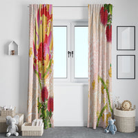 Japanese and Hawaiian Culture Fusion Window Curtain Irezumi with Turtles and Lei Kakau Pattern Sunset Vibe