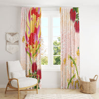 Japanese and Hawaiian Culture Fusion Window Curtain Irezumi with Turtles and Lei Kakau Pattern Sunset Vibe