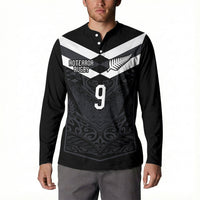 Aotearoa Rugby Custom Button Sweatshirt Maori Tribal Motifs Stripes-Sporty Style
