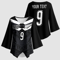 Aotearoa Rugby Custom Kimono Sleeve Blouse Maori Tribal Motifs Stripes-Sporty Style