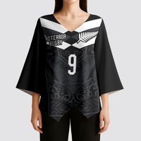Aotearoa Rugby Custom Kimono Sleeve Blouse Maori Tribal Motifs Stripes-Sporty Style