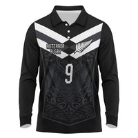 Aotearoa Rugby Custom Long Sleeve Polo Shirt Maori Tribal Motifs Stripes-Sporty Style