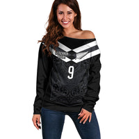 Aotearoa Rugby Custom Off Shoulder Sweater Maori Tribal Motifs Stripes-Sporty Style