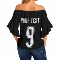 Aotearoa Rugby Custom Off Shoulder Wrap Waist Top Maori Tribal Motifs Stripes-Sporty Style
