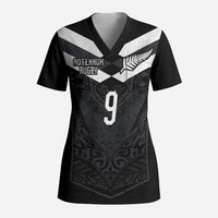 Aotearoa Rugby Custom Scrub Top Maori Tribal Motifs Stripes-Sporty Style