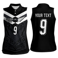 Aotearoa Rugby Custom Women Sleeveless Polo Shirt Maori Tribal Motifs Stripes-Sporty Style