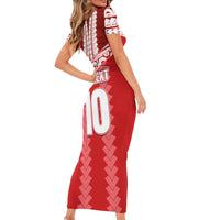 Custom Tahiti Football Polynesian Pattern Short Sleeve Bodycon Dress