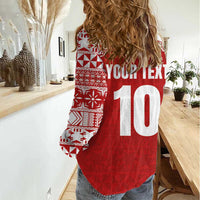 Custom Tonga Football Ngatu Tribal Tattoo Women Casual Shirt