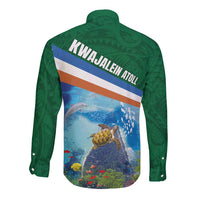 Marshall Islands Kwajalein Atoll Long Sleeve Button Shirt Polynesian Pattern and Undersea Animals