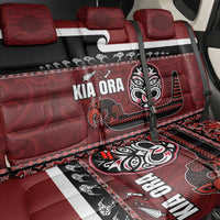 New Zealand Culture Back Car Seat Cover Kia Ora Aotearoa Moko Tattoo Mask with Waka and Maori Art Pattern