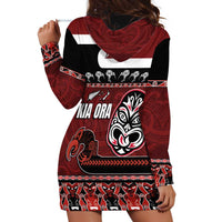 New Zealand Culture Hoodie Dress Kia Ora Aotearoa Moko Tattoo Mask with Waka and Maori Art Pattern