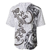 New Zealand Gecko Maori Art Tattoo Baseball Jersey White Color LT03 - Polynesian Pride