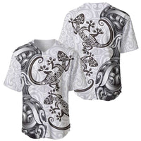 New Zealand Gecko Maori Art Tattoo Baseball Jersey White Color LT03 - Polynesian Pride
