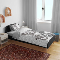 New Zealand Gecko Maori Art Tattoo Bedding Set White Color