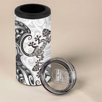 New Zealand Gecko Maori Art Tattoo 4 in 1 Can Cooler Tumbler White Color