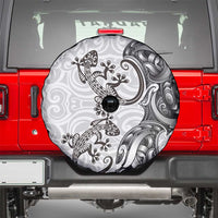 New Zealand Gecko Maori Art Tattoo Spare Tire Cover White Color