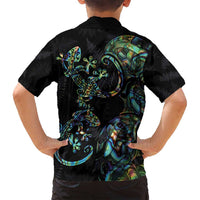 New Zealand Gecko Maori Art Tattoo Family Matching Tank Maxi Dress and Hawaiian Shirt Silver Fern and Paua Shell Mode LT03 - Polynesian Pride