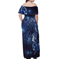 New Zealand Gecko Maori Art Tattoo Off Shoulder Maxi Dress Matariki Mode