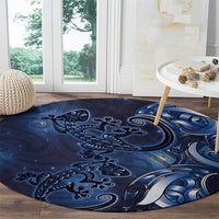 New Zealand Gecko Maori Art Tattoo Round Carpet Matariki Mode