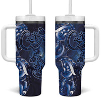 New Zealand Gecko Maori Art Tattoo Tumbler With Handle Matariki Mode LT03 One Size: 40 oz Blue - Polynesian Pride