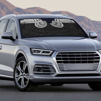 Samoan Traditional Art Tattoos Auto Sun Shade Tatau Tribal Motifs with Ula Fala Black - Polynesian Pride