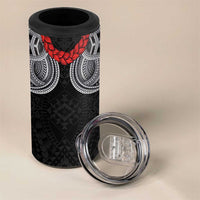 Samoan Traditional Art Tattoos 4 in 1 Can Cooler Tumbler Tatau Tribal Motifs with Ula Fala Black - Polynesian Pride