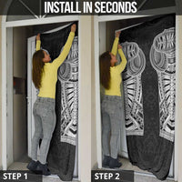 Samoan Traditional Art Tattoos Door Cover Tatau Tribal Motifs with Ula Fala Black - Polynesian Pride