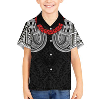 Samoan Traditional Art Tattoos Family Matching Long Sleeve Bodycon Dress and Hawaiian Shirt Tatau Tribal Motifs with Ula Fala Black LT03 Son's Shirt Black - Polynesian Pride