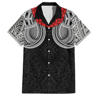 Samoan Traditional Art Tattoos Family Matching Off The Shoulder Long Sleeve Dress and Hawaiian Shirt Tatau Tribal Motifs with Ula Fala Black - Polynesian Pride