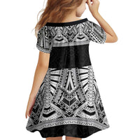 Samoan Traditional Art Tattoos Family Matching Tank Maxi Dress and Hawaiian Shirt Tatau Tribal Motifs with Ula Fala Black LT03 - Polynesian Pride