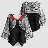 Samoan Traditional Art Tattoos Kimono Sleeve Blouse Tatau Tribal Motifs with Ula Fala Black - Polynesian Pride