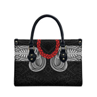 Samoan Traditional Art Tattoos Leather Bag Tatau Tribal Motifs with Ula Fala Black - Polynesian Pride
