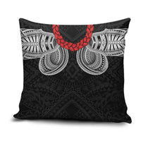 Samoan Traditional Art Tattoos Pillow Cover Tatau Tribal Motifs with Ula Fala Black - Polynesian Pride