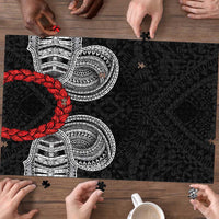 Samoan Traditional Art Tattoos Puzzle Tatau Tribal Motifs with Ula Fala Black - Polynesian Pride