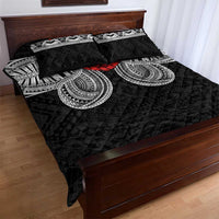 Samoan Traditional Art Tattoos Quilt Bed Set Tatau Tribal Motifs with Ula Fala Black - Polynesian Pride