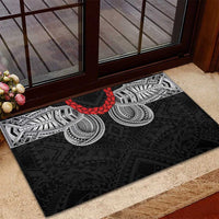 Samoan Traditional Art Tattoos Rubber Doormat Tatau Tribal Motifs with Ula Fala Black - Polynesian Pride