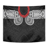 Samoan Traditional Art Tattoos Tapestry Tatau Tribal Motifs with Ula Fala Black - Polynesian Pride