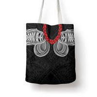 Samoan Traditional Art Tattoos Tote Bag Tatau Tribal Motifs with Ula Fala Black - Polynesian Pride