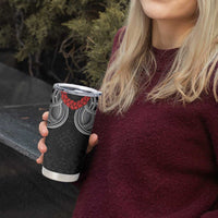 Samoan Traditional Art Tattoos Tumbler Cup Tatau Tribal Motifs with Ula Fala Black - Polynesian Pride