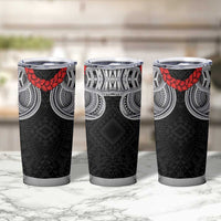 Samoan Traditional Art Tattoos Tumbler Cup Tatau Tribal Motifs with Ula Fala Black - Polynesian Pride