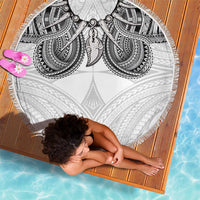 Samoan Traditional Art Tattoos Beach Blanket Tatau Tribal Motifs with Ula Nifo White - Polynesian Pride
