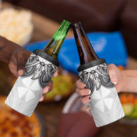 Samoan Traditional Art Tattoos 4 in 1 Can Cooler Tumbler Tatau Tribal Motifs with Ula Nifo White - Polynesian Pride