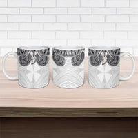 Samoan Traditional Art Tattoos Ceramic Mug Tatau Tribal Motifs with Ula Nifo White - Polynesian Pride