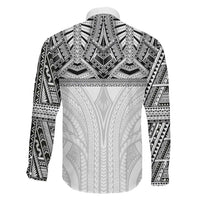 Samoan Traditional Art Tattoos Family Matching Short Sleeve Bodycon Dress and Hawaiian Shirt Tatau Tribal Motifs with Ula Nifo White LT03 - Polynesian Pride